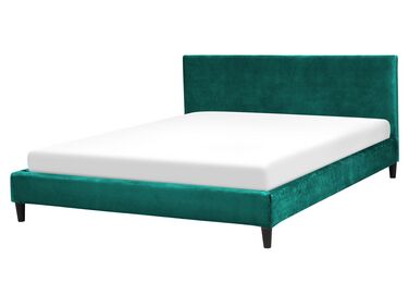 Lit avec sommier Velours FITOU 160 x 200 cm Vert foncé