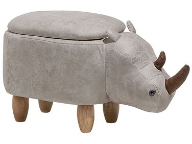 Dierenpoef met opbergruimte RHINO Kunstleer Lichtgrijs Neushoorn
