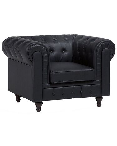 Armchair CHESTERFIELD Faux Leather Black