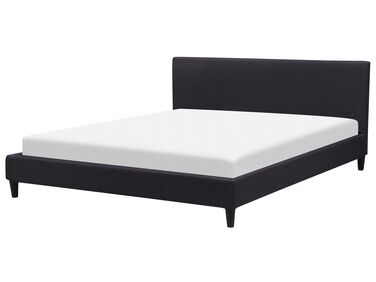 Lit avec sommier Tissu FITOU 180 x 200 cm Noir