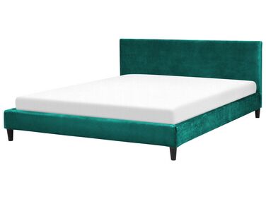 Lit avec sommier Velours FITOU 180 x 200 cm Vert foncé