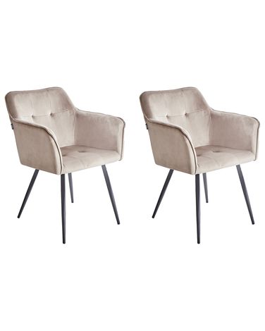 Lot de 2 chaises de salle à manger JASMIN Velours Taupe