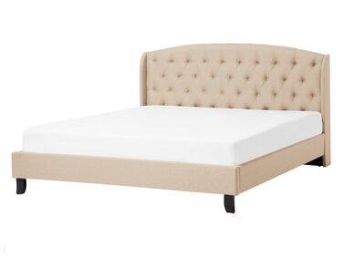 Lit avec sommier Tissu BORDEAUX 140 x 200 cm Beige