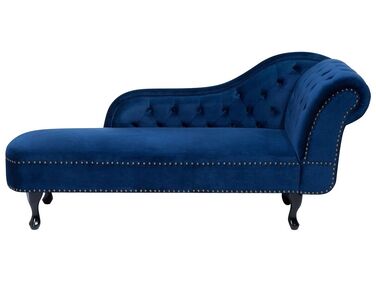 Right-Hand Chaise Longue NIMES Velvet Navy Blue