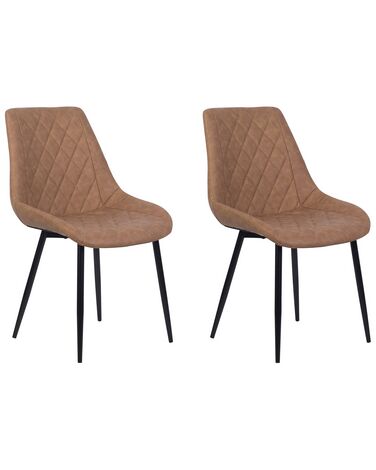 Lot de 2 chaises de salle à manger MARIBEL Cuir PU Marron doré
