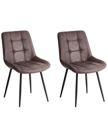 Lot de 2 chaises de salle à manger MELROSE II Cuir PU Marron foncé