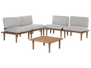 Loungeset met tafel 4-zits FRASCATI modulair Gecertificeerd acaciahout Lichtgrijs
