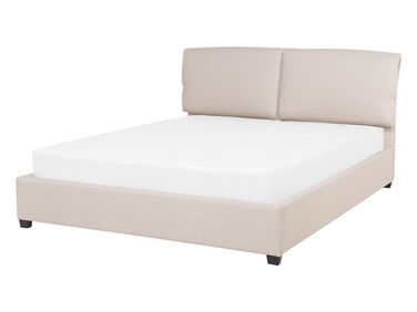 Lit avec sommier Tissu BELFORT 140 x 200 cm Beige clair