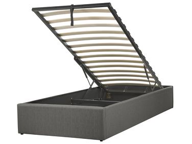 Lit ottoman sans tête de lit Tissu DINAN 90 x 200 cm Gris foncé