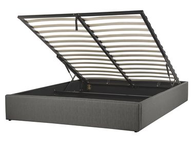Lit ottoman sans tête de lit Tissu DINAN 160 x 200 cm Gris foncé