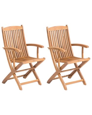 Lot de 2 chaises de jardin MAUI Acacia Marron clair