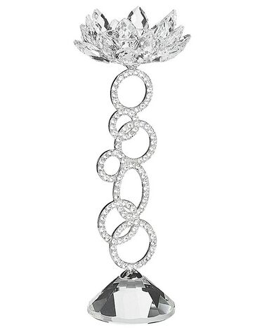 Kaarshouder OVIEDO Glas 27 cm Zilver