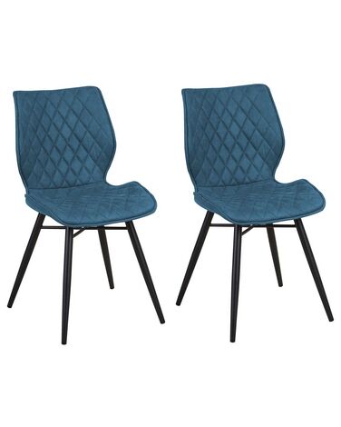 Lot de 2 chaises de salle à manger LISLE Tissu Bleu azur