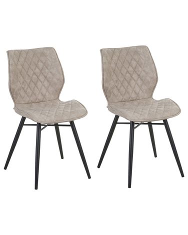 Lot de 2 chaises de salle à manger LISLE Tissu Beige