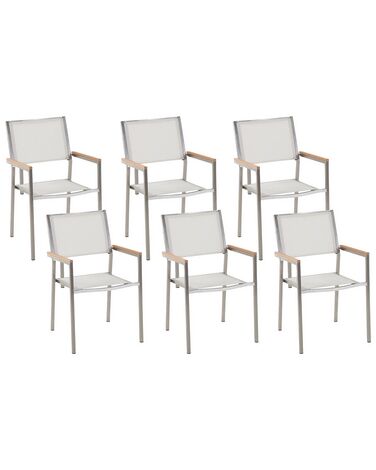 Lot de 6 chaises de jardin GROSSETO Acier inox Blanc