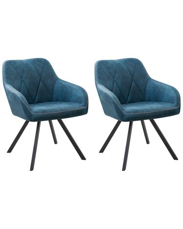 Lot de 2 chaises de salle à manger MONEE Tissu Bleu azur