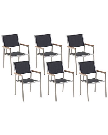 Lot de 6 chaises de jardin GROSSETO Acier inox Noir