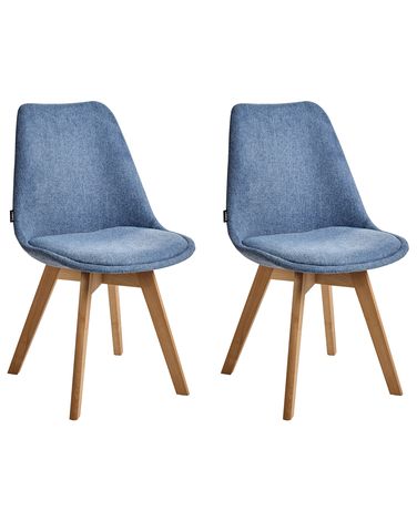 Lot de 2 chaises de salle à manger DAKOTA II Tissu Bleu clair