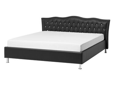Bed Faux Leather METZ 140 x 200 cm (EU Double) Black