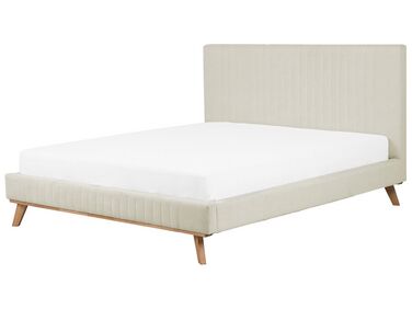 Lit avec sommier Tissu chenille TALENCE 180 x 200 cm Beige clair