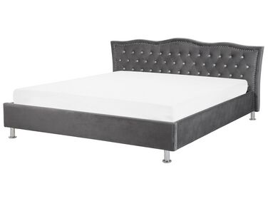 Lit avec sommier Velours METZ 180 x 200 cm Gris foncé