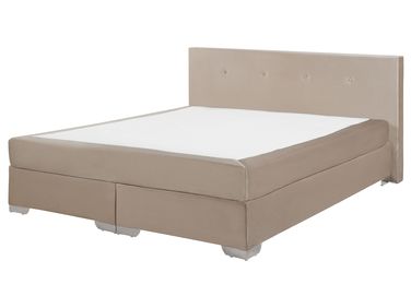 Lit Boxspring Velours CONSUL 160 x 200 cm Beige clair