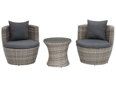 Ensemble bistrot avec coussins CAPRI Polyrotin Gris