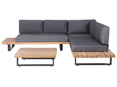 Ensemble de canapés d'angle de jardin 5 places MYKONOS Côté droit Bois d'acacia certifié Gris foncé