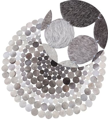 Rug HILVAN Grey ø 140 cm Leather