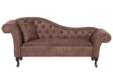 Left-Hand Chaise Longue LATTES Faux Suede Light Brown