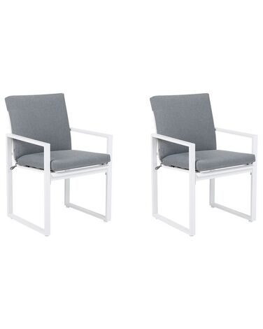 Lot de 2 chaises de jardin avec coussins PANCOLE Tissu Gris