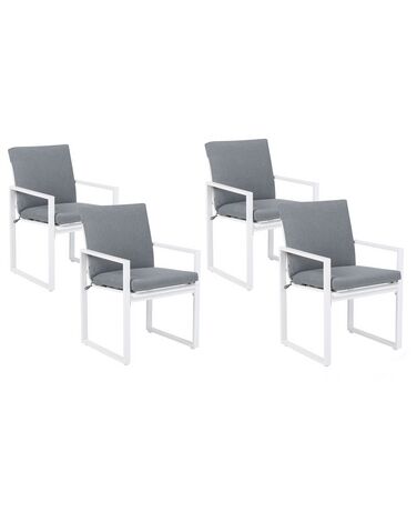 Lot de 4 chaises de jardin avec coussins PANCOLE Tissu Gris