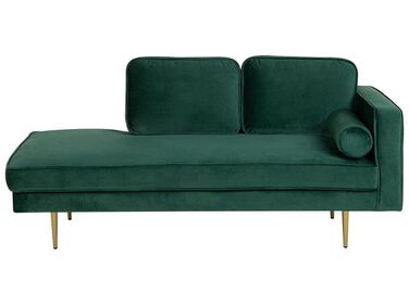 Chaise longue côté droit MIRAMAS Velours Vert émeraude