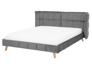 Lit avec sommier Velours SENLIS 160 x 200 cm Gris