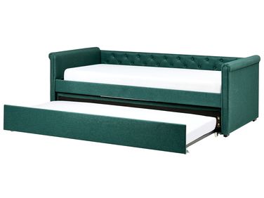 Lit gigogne Tissu LIBOURNE 90 x 200 cm Vert foncé