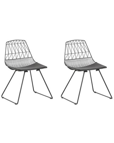 Lot de 2 chaises de salle à manger HARLAN Métal Noir