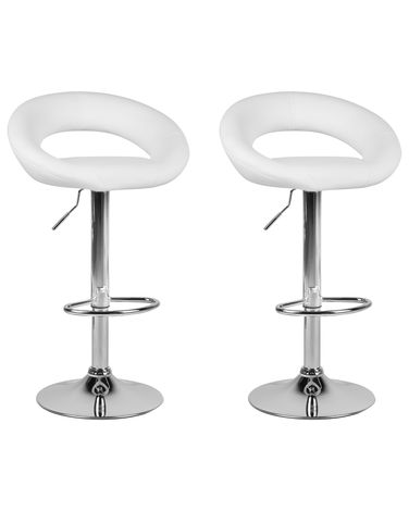 Lot de 2 chaises de bar PEORIA Cuir PU Blanc