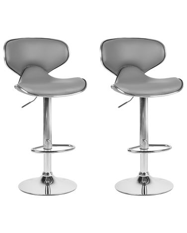 Lot de 2 chaises de bar CONWAY Cuir PU Gris