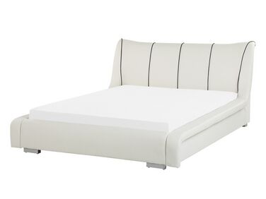 Lit avec sommier Cuir NANTES 140 x 200 cm Blanc cassé