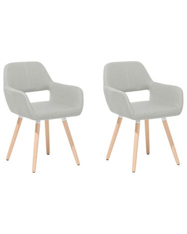 Lot de 2 chaises de salle à manger CHICAGO Tissu Gris clair