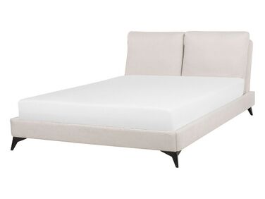 Lit avec sommier Tissu chenille MELLE 140 x 200 cm Beige clair