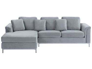 Corner Sofa 4 Seater OSLO Velvet Grey Right Hand