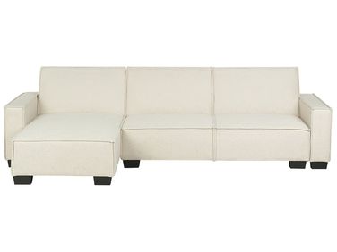 Corner Sofa Bed 3 Seater ROMEDAL Fabric Beige Right Hand