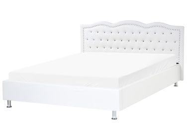 Bed Faux Leather METZ 160 x 200 cm (EU King Size) White