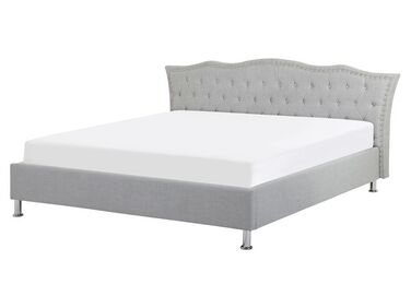 Lit avec sommier Tissu METZ 160 x 200 cm Gris clair