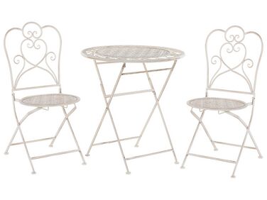 Bistro Set Folding TRIESTE Metal Light Beige