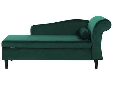 Right-Hand Chaise Longue LUIRO Velvet Dark Green with Storage