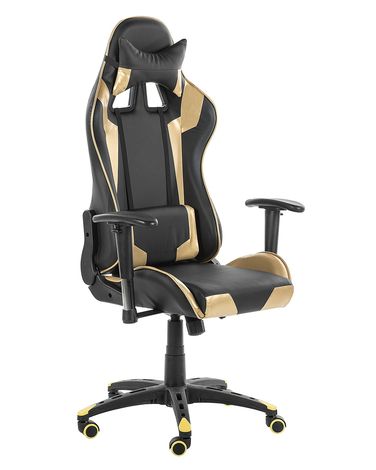 Gaming Chair KNIGHT Faux Leather Gold