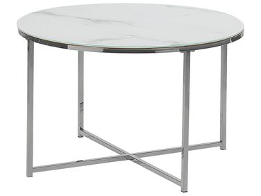 Salontafel QUINCY Veiligheidsglas Marmer/zilver