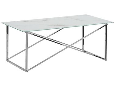 Coffee Table EMPORIA Tempered Glass Marble/ Silver